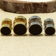 SaYao 2pcs Stainless Steel Earring Studs Girl Boy Earrings Drip Oil Round Barbell Body Piercing Jewelry Fake Ear Plug Tunnels 2024 - buy cheap