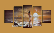 5 Pcs/set 100%  Hand-painted Beauty Nude On The Seaside Art Decoration Oil Painting On Canvas Wall Pictures For Living Room 2024 - buy cheap