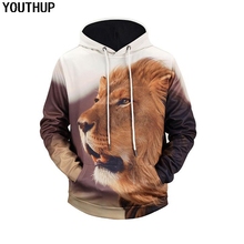 YOUTHUP 2020 Lion Hoodies Men 3d Hoodies Animal Print Hooded Sweatshirts Men Plus Size Unisex Casual Coat Fashion Streetwear 2024 - buy cheap
