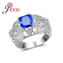 Женское кольцо из серебра 925 пробы с голубым квадратным опалом 2024 - купить недорого