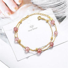 New Temperament Double Layer Natural Strawberry Crystal Beads Silver Plated Jewelry Women Sweet Bracelets SB174 2024 - buy cheap