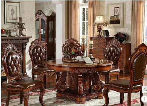 Modern Style Marble Italian Dining, Solid Wood Round Kitchen Table And Chairs