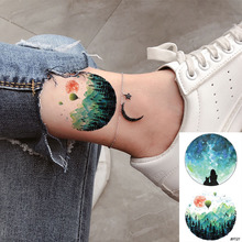 3D Watercolour Men Ankle Moon Tattoo Stickers Little Women Body Neck Arm Chest Art Painting Temporary Tattoo Tree Tatto Paste 2024 - buy cheap