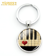 TAFREE-Llavero con teclado de Piano, anillo de Metal con cúpula de cristal, clásico, a la moda, accesorios de regalo, joyería, KC78 2024 - compra barato