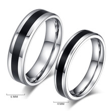 316L Stainless steel Ring Silvery Black Simple Design Couple Wedding Band Ring for Women Men Popular Ring Fashion Jewelry Party 2024 - купить недорого