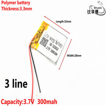 3 line Good Qulity 3.7V,300mAH,332832 Polymer lithium ion / Li-ion battery for TOY,POWER BANK,GPS,mp3,mp4 2024 - buy cheap