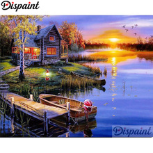 Pintura completa quadrada/broca redonda 5d diy pintura de diamante "barco de casa" bordado ponto de cruz 3d decoração de casa a10379 2024 - compre barato