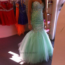 Vestidos de Baile Mint Green Mermaid Prom Dress Crystals Long Evening Gowns 2016 Ballkleider Buy Direct From China Sexy 2024 - buy cheap
