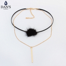 DAN'S ELEMENT New Fashion Retro Geometric star Pendant Collar Double chains leather simple choker necklace for women girl 122773 2024 - buy cheap