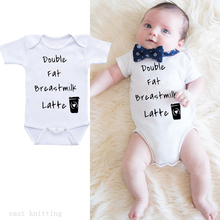 DERMSPE New Casual Newborn Baby Boy Girl Short Sleeve Letter Print Double Fat Breast Milk Latte Cotton Romper Baby Clothes White 2024 - buy cheap