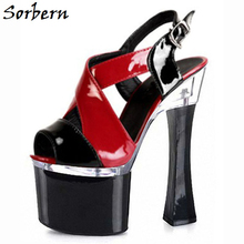 Sorbern/Цветные босоножки из лакированной кожи на заказ; летняя дизайнерская модная женская обувь на высоком каблуке 18 см; элегантные женские босоножки на платформе 2024 - купить недорого