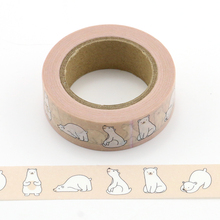 Cinta adhesiva decorativa de oso, pegatina de álbum de recortes, artículos de papelería con etiquetas de animales Washi, 1 unidad 2024 - compra barato