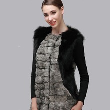 falapu new style  Rabbit and fox fur together vest  sleeveless  autum-winter fashion  rex rabbit fur coat 13fr-452 2024 - buy cheap