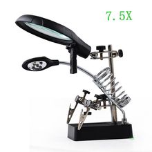 Welding magnifying 2.5X 7.5X 10X LED Light Magnifier Helping Hand Stand Clip Magnifier Loop Tool Clamp Magnifying Repair Loupe 2024 - buy cheap