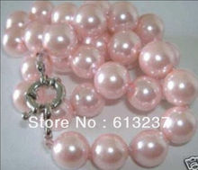 Beautiful 12mm pink shell simulated-pearl round beads high grade chokers necklaces rope free shipping jewelry 18inch MY4611 2024 - buy cheap