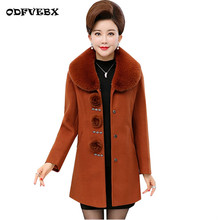 New Middle-aged women autumn woolen coat medium long Thicken warm coat high-end elegant winter woolen jacket female Plus size5XL 2024 - buy cheap