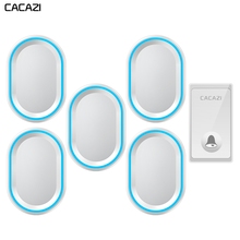CACAZI Self-powered Wireless Doorbell Waterproof No Battery Required 1 Button 5 Receivers US EU UK Plug Home Call bell 58 Chimes 2024 - buy cheap