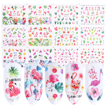 Flamingo Nail Wraps Water Stickers Flower Design Nail Foil 3D Adhesive Tips Water Transfer Slider Nail Art Accessory SABN913-924 2024 - buy cheap