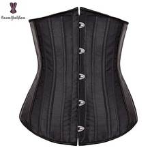 26 Spiral Steel Boned Satin Underbust Corset Solid Women Corsets Good Quality Outfit Gothic Bustier Sexy Women Black Skin Korset 2024 - buy cheap