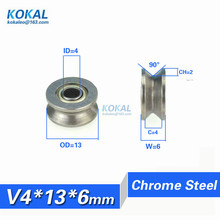 [V0413-6]10PCS high quality metal chrome steel ball bearing V type groove window door sliding roller wheel 624VV 0413V 4*13*6mm 2024 - buy cheap