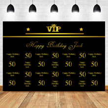 Gold 40th 50th 60th Birthday Backdrop Custom Size Number Name Photography Background VIP Step Repeat Birthday Party Backdrops 2024 - buy cheap