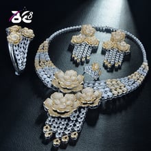 Be 8 Unique Brilliant Cubic Zirconia Wedding Jewelry Set Big Flower Shape Africa Luxury Bridal 4pcs Set Festival Dress S337 2024 - buy cheap