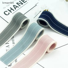 Kewgarden 25mm 1" Stripe Denim Cotton Ribbons DIY Brooch Bowknot Accessories Satin Ribbon Handmade Tape Webbing Riband 7 meters 2024 - buy cheap