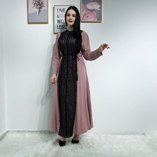 Elegat vestido longo com renda muçulmano, vestido maxi cardigã, roupão longo, kimono ramadan eid islâmico, roupa de oração, serviço de adoração 2024 - compre barato