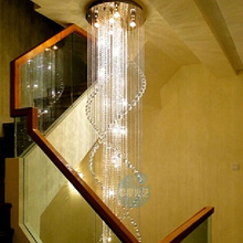 Lustre de cristal vila com luzes de escada duplas, luminária longa para piso no chão 2024 - compre barato