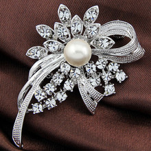 New Arrival Elegant Floral Crystal Wedding Bouquet Pin Brooch Woman Jewelry Brooch 2024 - buy cheap