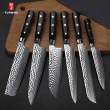 TURWHO 6PCS Best Kitchen Chef Knife Sets Japanese 67 layers Damascus Steel Chef Santoku Utility Knife Cooking Set Ebony Handle 2024 - buy cheap