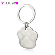 2 In 1 Cute Animal keychains Dog Footprints Pendant Stainless Steel Ring Dog tag Engraving for Men Women Personality Keychain 2024 - buy cheap
