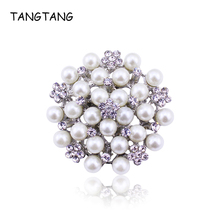 TANGTANG Pearl Brooches Classic Mothers' Brooch Pin Rhinestone Petal Brooch Scarf Pins Jewelry Flower Brooches Pins Wedding 2024 - buy cheap