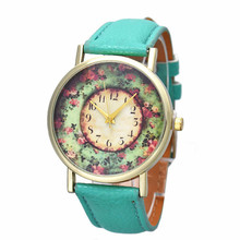 Lovesky 2018 Fashion Women Dress Watch Pastorale Floral Dial Leather Band Analog Quartz Wrist Watches Female Clock relojes mujer 2024 - buy cheap