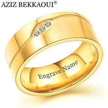 Anel masculino de aço inoxidável aziz bekkaoui, joias de alta largura com ouro de cristal, anel masculino de luxo na moda, pulseira personalizadora 2024 - compre barato