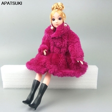 Fuchsia Fashion Doll Clothes For Barbie Doll Coat Winter Wear Clothing Doll's Dress 1/6 BJD Doll Accessories Kids Toy 2024 - buy cheap