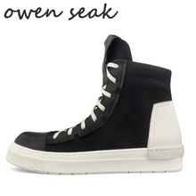 Owen Seak-zapatillas de deporte altas con cordones y cremallera para hombre, zapatos planos de marca, botines de lujo, color negro 2024 - compra barato