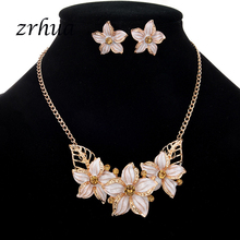 ZRHUA-Conjunto de joyería elegante con flores para mujer, 1 Juego de colgante Vintage, collar, pendientes, bisutería femenina 2024 - compra barato