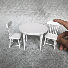 Doub K 1:12 Furniture toy Miniature white furniture mini table set Wooden household pretend play toys for girls dollhouse doll 2024 - buy cheap