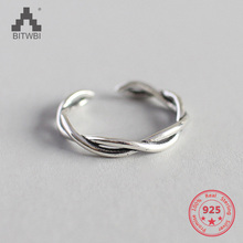 Anillo de compromiso de Plata de Ley 925 para mujer, joyería Retro de dos hebras trenzadas para mujer 2024 - compra barato