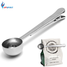 Upspirit 1 Pc Silver Stainless Steel Ground Coffee Tea Measuring Scoop Spoon With Bag Seal Clip Professional Kitchen Bar Tool 2024 - buy cheap