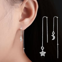 PENDIENTES DE CIRCONIA con forma de estrella y Luna para mujer y niña, aretes colgantes con borlas largas, aros para las orejas, accesorios de moda, regalos 2024 - compra barato