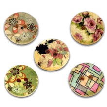 300Pcs Round Wood Sewing Buttons 2 Holes Wooden Multicolor Flower Pattern Crafts Scrapbook Making 15mm 2024 - buy cheap