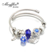 Meyfflin Silver Color Charm Bracelets for Women Vintage Heart Pendant Crystal Beads Bracelet & Bangle Jewelry Fashion Jewelry 2024 - buy cheap