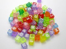250 Assorted Colorful Transparent Acrylic Alphabet Letter Cube Pony Beads 6X6mm 2024 - buy cheap