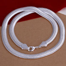 silver plated 10mm snake chain necklace for men,fashion men's heave necklace jewelry 50cm long 2024 - buy cheap