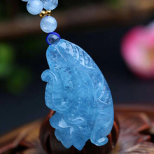 Wholesale Fine Light Blue Natural Crystal Pendants Carved Chinese Cabbage Sweater Chain Necklace for Women Men Crystal Jewelry 2024 - buy cheap