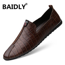 High Quality Genuine Leather Men Shoes Leather Men Flats Vintage Style Real Leather Shoes Slip on Men Loafers 2024 - buy cheap