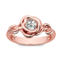 Anillos de circonia con forma Retro rosa para mujer, sortija de boda con Micro taladro, Color oro rosa, joyería sencilla 2024 - compra barato