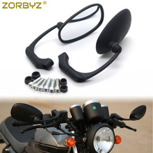 ZORBYZ Motorcycle Black L-bar Retro Oval Rearview Side Mirror E9 Mark For GN/ CG Cafe Racer Custom 2024 - buy cheap